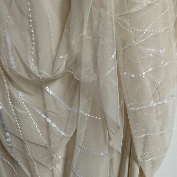 Adrianna Papell Womens White Beaded Cut Out Evening Dress Gown 16 - Picture 8 of 13